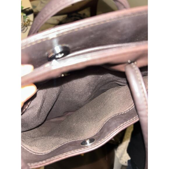 Two Tone Brown Nine West Shoulder Bag Tote Genuine Leather Smooth Magnetic Top - Picture 8 of 11